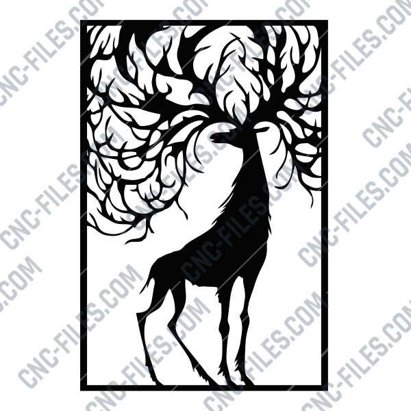 Deer CNC Vector template DXF CDR EPS AI Files for Plasma Laser Cut