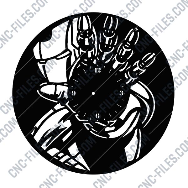 Ironman Clock Design Eps Ai Svg Dxf Cdr Cnc Files Free Dxf File Downloads Cuttable Designs Cnc Cut Ready Diy Home Decor Dxf Svg Eps Cdr Dwg Png