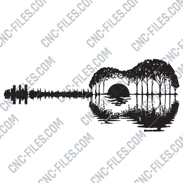 Guitar light painting design files - EPS AI SVG DXF CDR R00139