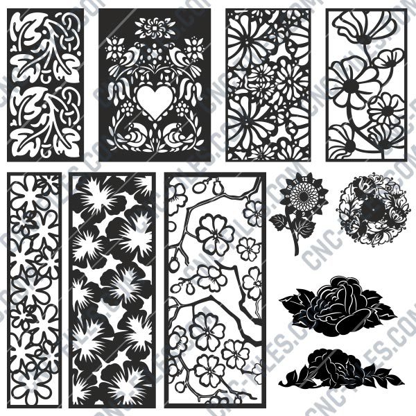 Pack Flowers design files - DXF EPS AI SVG PDF CDR