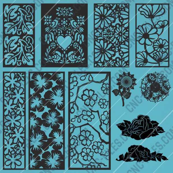 Pack Flowers design files - DXF EPS AI SVG PDF CDR