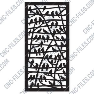 Partition With Birds Pattern Design files - EPS AI SVG DXF CDR R00145