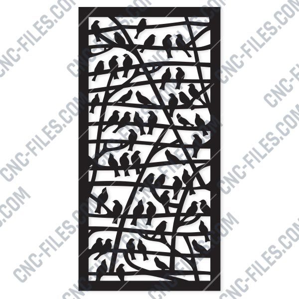 Partition With Birds Pattern Design files - EPS AI SVG DXF CDR R00145