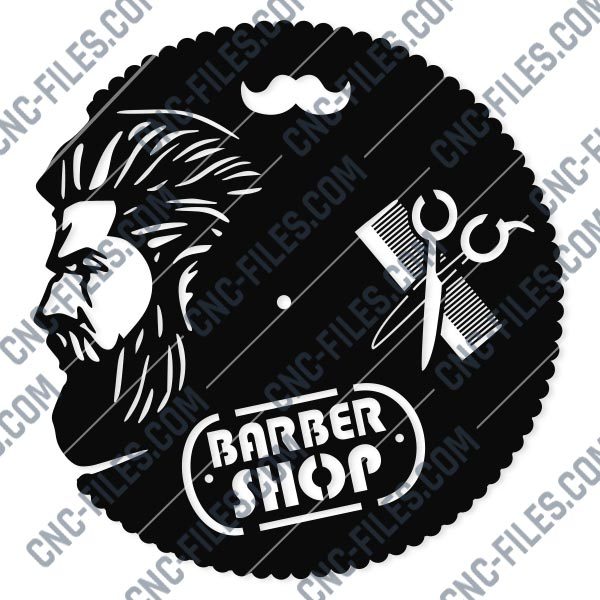 Barbershop Wall Clock Design file - DXF SVG EPS AI CDR