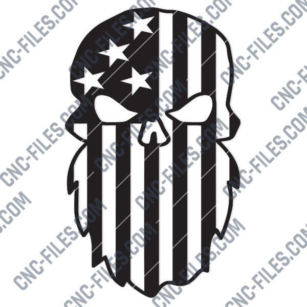 Download Beard Punisher Usa Flag Skull Design Files Dxf Svg Eps Ai Cdr Cnc Files Free Dxf File Downloads Cuttable Designs Cnc Cut Ready Diy Home Decor Dxf Svg
