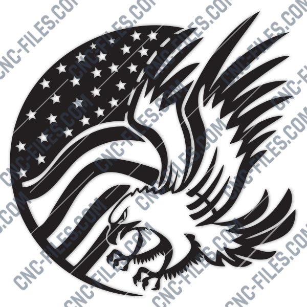 God Bless America Eagle USA Flag DXF SVG Files Of Plasma Laser Cut Router 