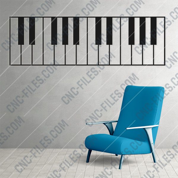 Piano Wall Art Keyboard Vector Design file - DXF SVG EPS AI CDR