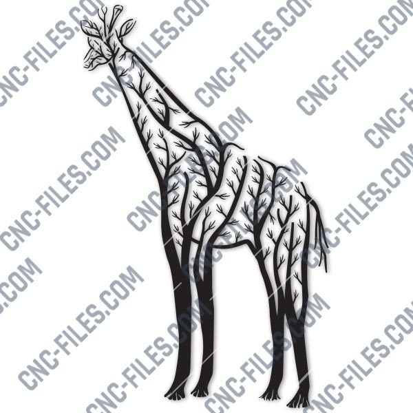 Giraffe Tree Art Vector Design file - EPS AI SVG DXF CDR