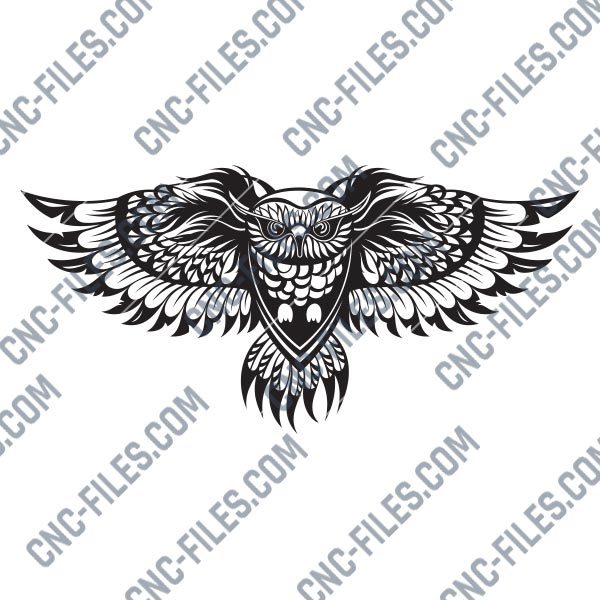 OWL Wall Art Vector Design files - DXF SVG EPS AI CDR