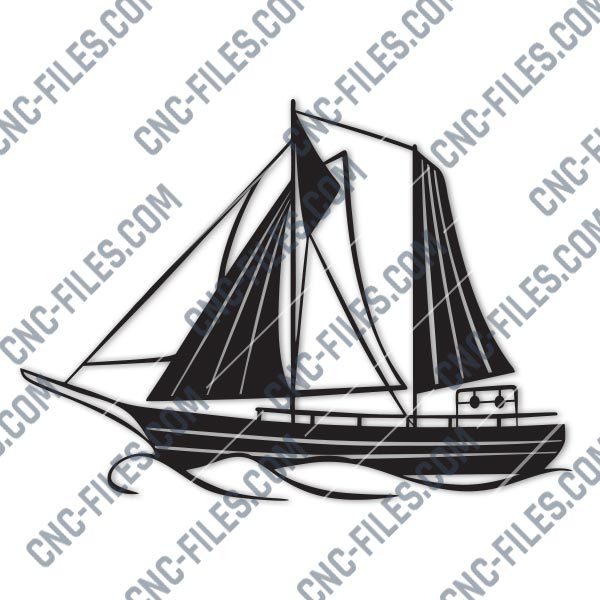 Sailboat Modern Steel Wall Art Vector Design file - DXF SVG EPS AI CDR