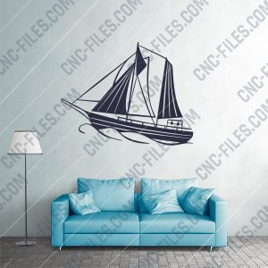 Sailboat Modern Steel Wall Art Vector Design file - DXF SVG EPS AI CDR