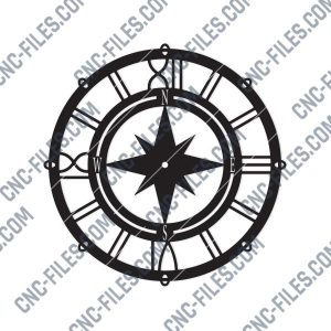 Compass Wall Clock Sailor Design file - DXF SVG EPS AI CDR