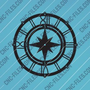 Compass Wall Clock Sailor Design file - DXF SVG EPS AI CDR