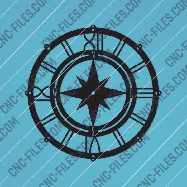 Compass Wall Clock Sailor Design file - DXF SVG EPS AI CDR