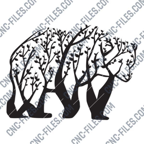 Bear Tree Art Vector Design file - DXF SVG EPS AI CDR