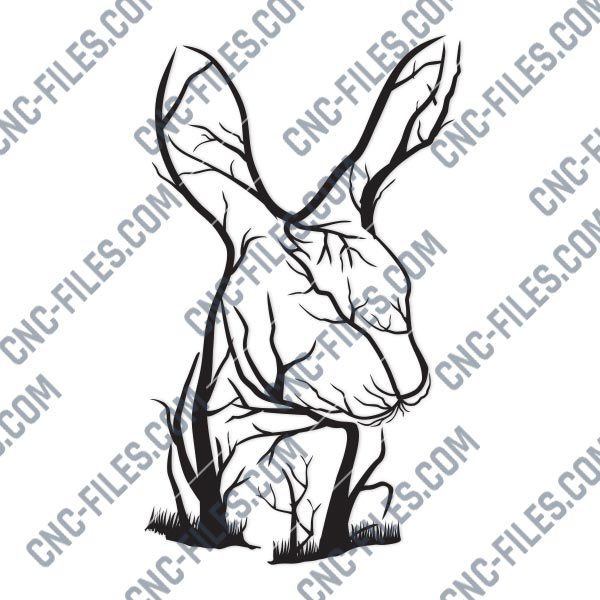 Rabbit Tree Art Vector Design file - DXF SVG EPS AI CDR