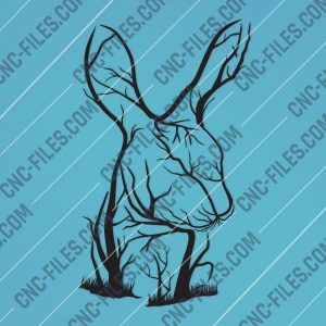 Rabbit Tree Art Vector Design file - DXF SVG EPS AI CDR