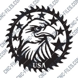 Patriotic Saw Blade Scroll Saw USA Flag American Vector Design files - DXF SVG EPS AI CDR