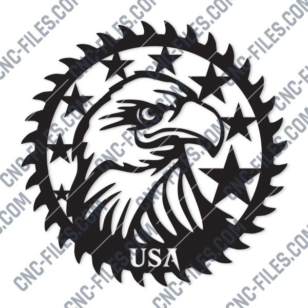 Patriotic Saw Blade Scroll Saw USA Flag American Vector Design files - DXF SVG EPS AI CDR