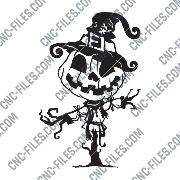 Pumpkin Scarecrow Art Vector Design file - DXF SVG EPS AI CDR