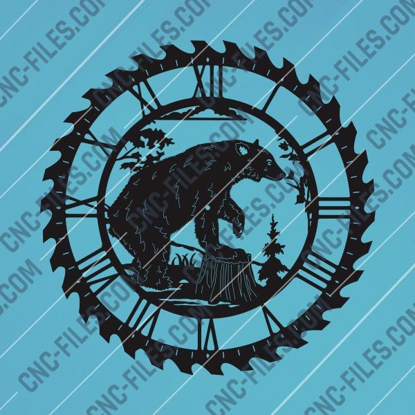 Bear wall clock Vector Design file - DXF SVG EPS AI CDR