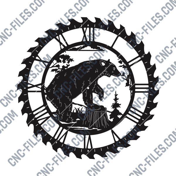 Bear wall clock Vector Design file - DXF SVG EPS AI CDR