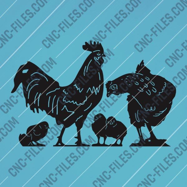 Chicken set vector design files - DXF SVG EPS AI CDR