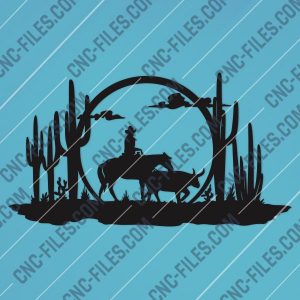 Cowboy Wall Art Vector Design file - DXF SVG EPS AI CDR