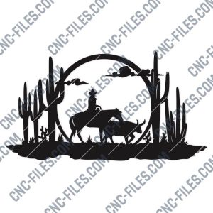 Cowboy Wall Art Vector Design file - DXF SVG EPS AI CDR