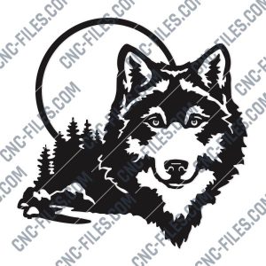 Moonlight Wolf Wall Art Vector Design file - SVG DXF EPS PNG