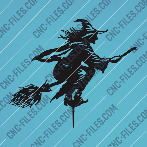 Halloween Witch Flying Vector Design file - DXF SVG EPS AI CDR