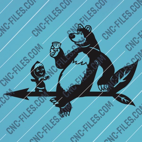Masha and Bear vector design files - DXF SVG EPS AI CDR