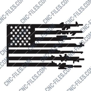 Patriotic USA Flag American Vector Design files - DXF SVG EPS AI CDR P226