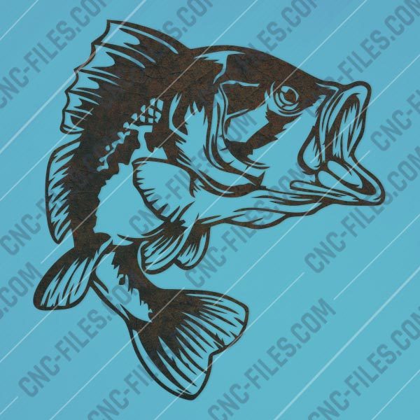Bass Fish Facing Right – DXF SVG EPS AI CDR - Animals and Nature, Wall Art