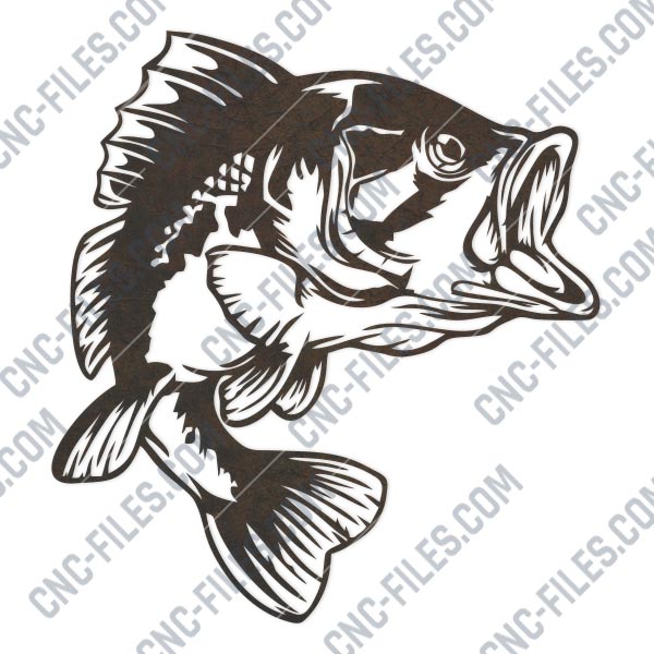 Bass Fish Facing Right – DXF SVG EPS AI CDR - Animals and Nature