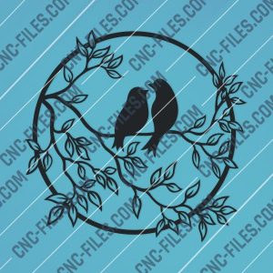 Birds on a branch - DXF SVG EPS AI CDR