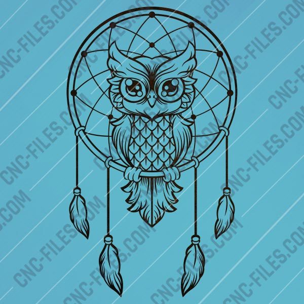 Owl dream catcher design files - DXF SVG EPS AI CDR