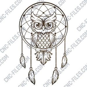 Owl dream catcher design files - DXF SVG EPS AI CDR