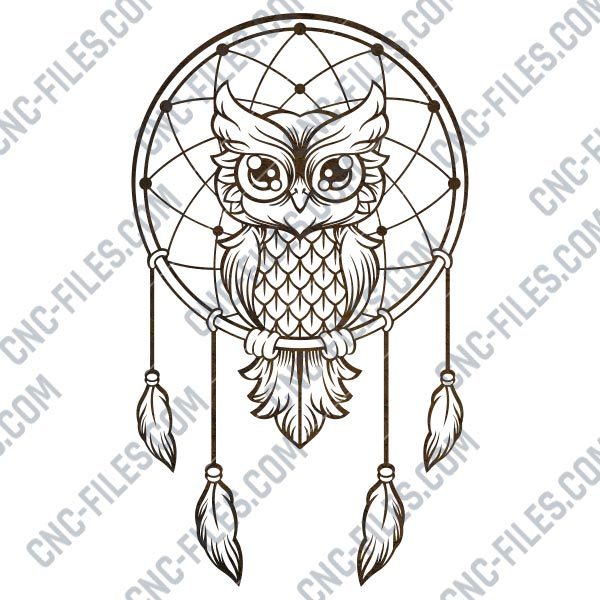 Owl dream catcher design files - DXF SVG EPS AI CDR