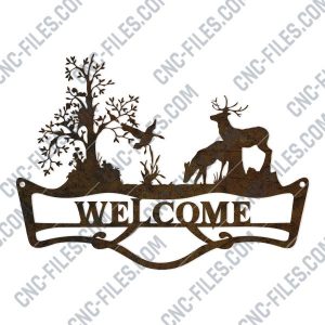 Welcome sign deer forest design files - DXF SVG EPS AI CDR