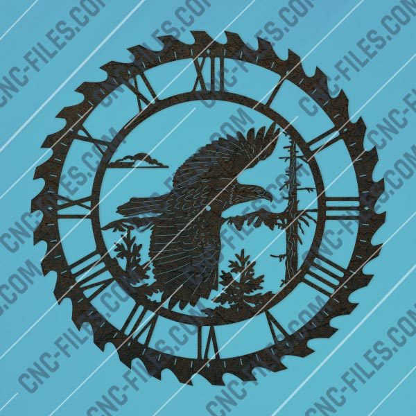 Eagle wall clock vector design file - DXF SVG EPS AI CDR