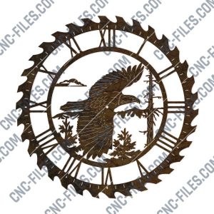 Eagle wall clock vector design file - DXF SVG EPS AI CDR