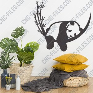 Resting Panda and Bamboo design files – SVG DXF EPS PNG