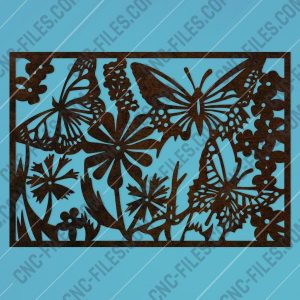 Butterfly flowers wall decoration design files - DXF SVG EPS AI CDR