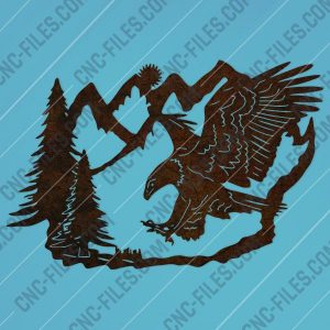 Eagle and pine tree vector decoration design files - DXF SVG EPS AI CDR