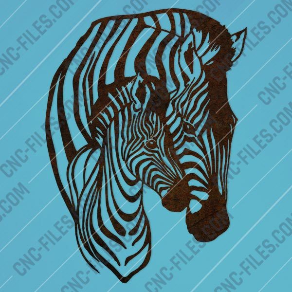 Zebra mother and child vector decoration design files - DXF SVG EPS AI CDR