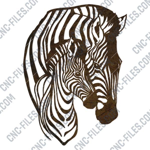 Zebra mother and child vector decoration design files - DXF SVG EPS AI CDR