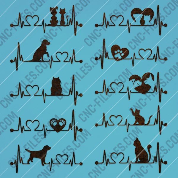 Heartbeat vector design files - DXF SVG EPS AI CDR