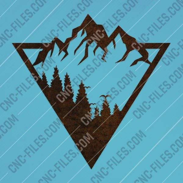 Triangle mountain tree pine design files - DXF SVG EPS AI CDR