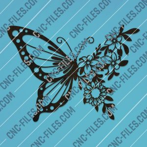 Butterfly flowers vector design files - SVG DXF EPS AI CDR